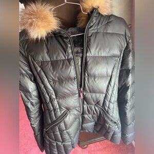 Puffer coat with 100% Rabbit fur hood